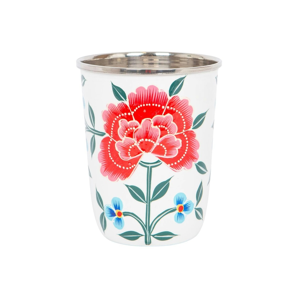 image 1 of BillyCan 6pc Hand-Painted Picnic Cups Set - 300ml - Multicolour Peony