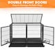 image 4 of Yaheetech 108 cm W Rolling Dog Crate W/ Divider Black