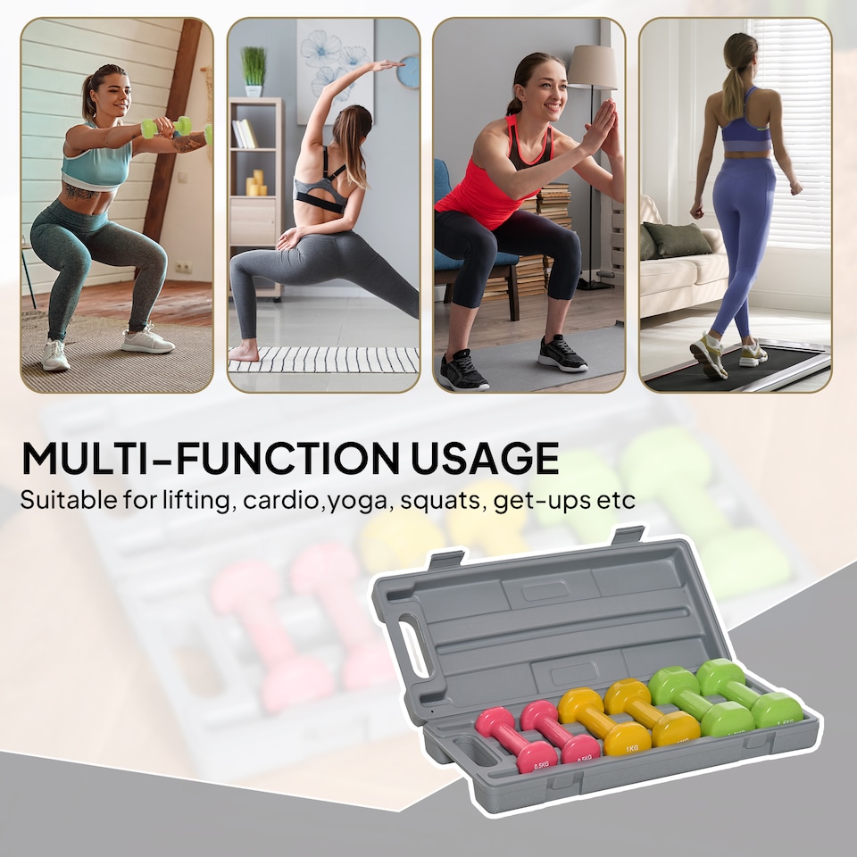 image 1 of HOMCOM 6kg Dumbbell Fitness Weights Set for Men and Women, Home Gym Workout