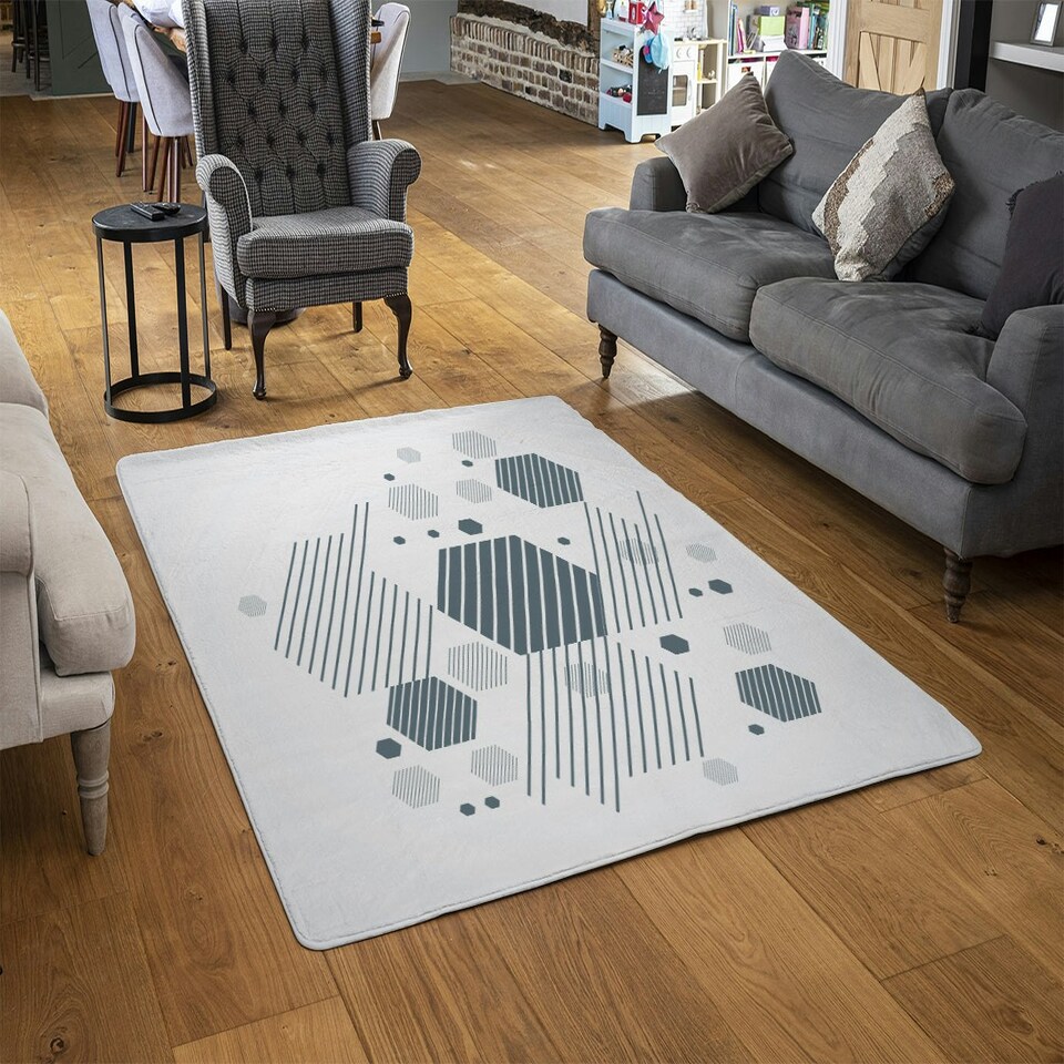 image 1 of Geometric graphic 1600s (Rug) White | Medium: 80x150cm