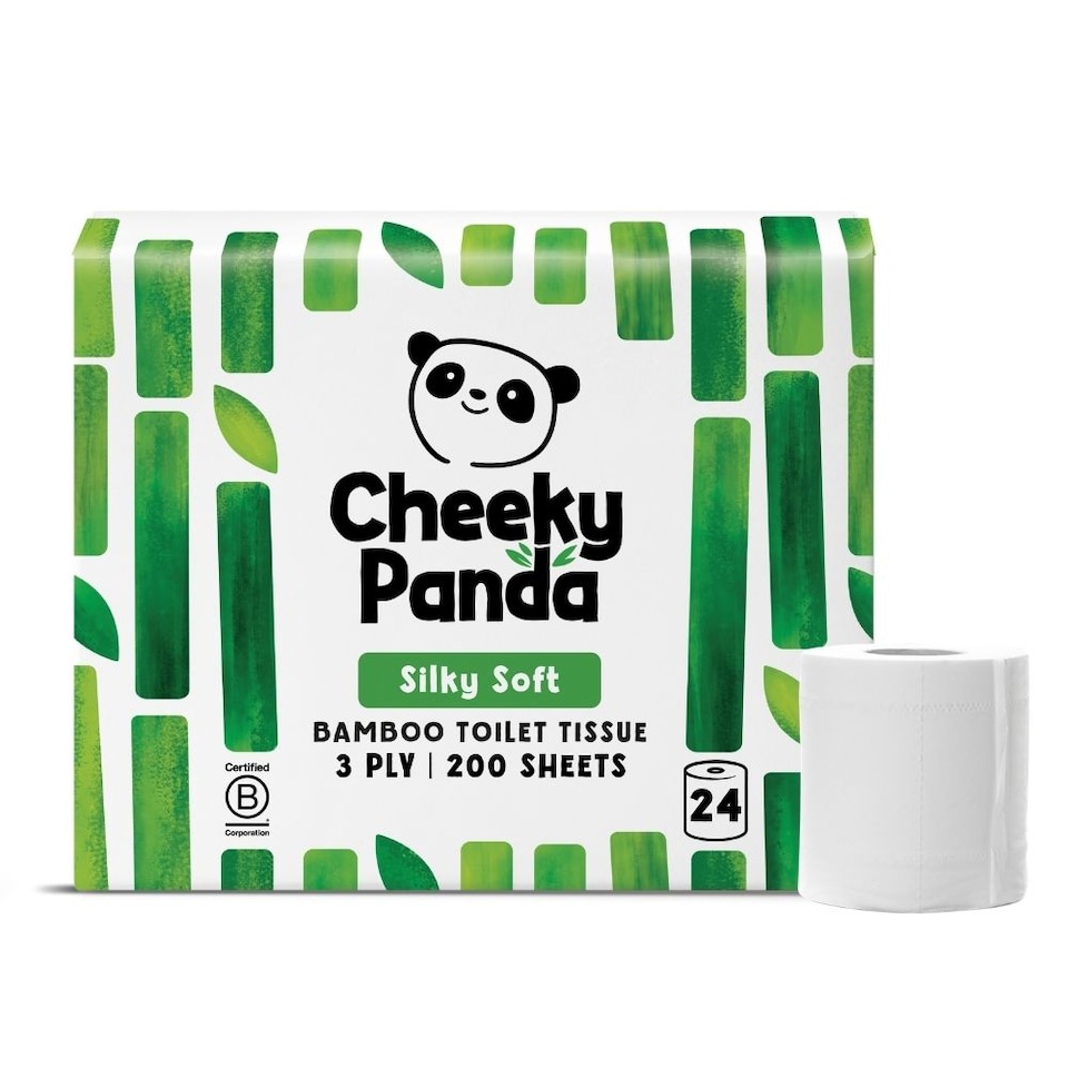 image 1 of Cheeky Panda Classic Bamboo Toilet Paper 24 rolls 200 sheet 3 ply sheets | White | 24 Rolls Unwrapped | 24