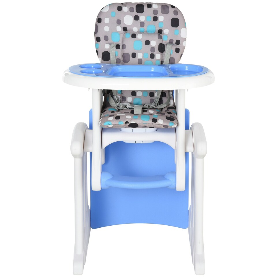 image 1 of HOMCOM 2-in-1 Convertible Baby High Chair Booster Seat w/ Removable Tray Blue