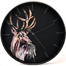 Meg Hawkins Round Wall Clock 30cm Stag Brown