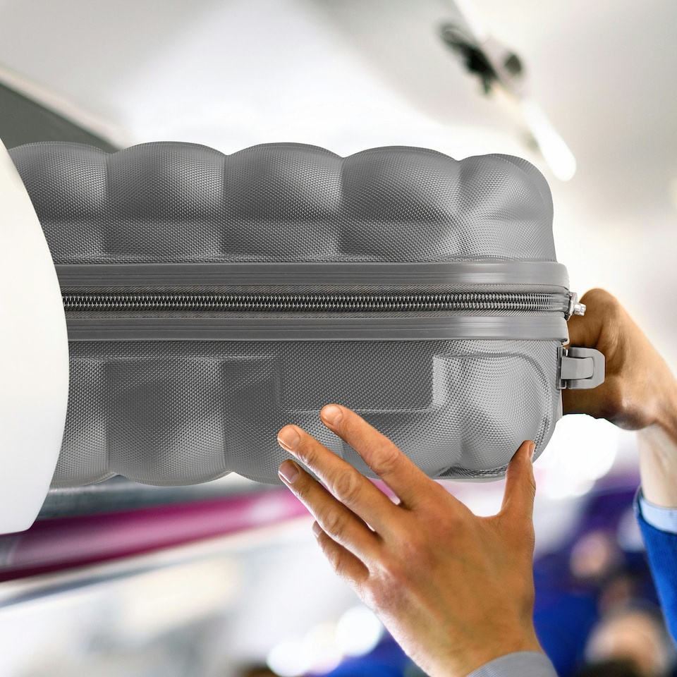 image 1 of Flight Knight Bubble Suitcase - Ryanair easyJet Jet2 Approved - 8 Wheel Carry Cabin Hardcase 55x35x20cm Cream | Cream | Cabin Bag