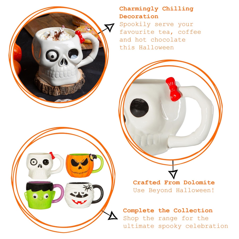 image 1 of Fax Potato Halloween Stoneware Skull Mug - 750ml