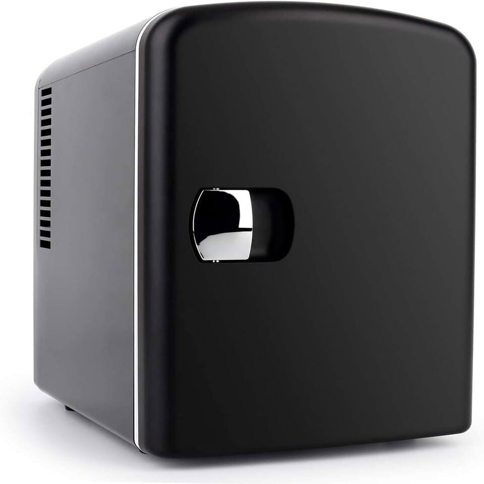 image 1 of Small Mini Fridge With UV Light Disinfection - 4 Litre / 6 can – Perfect for Skincare, Cosmetics, Food or Drink - Bedroom, Car or Games Room - Cools & Warms Black