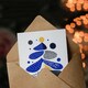 image 3 of Modern Abstract Tree Shapes Blue Yellow Xmas Art Blank Christmas Card