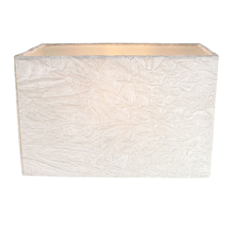 image 1 of Contemporary Designer Arctic White Crushed Velvet Fabric Rectangular Lamp Shade | White | White | 1