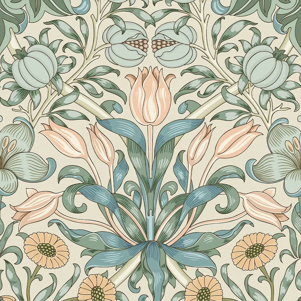 Sample of Pomegranate Grove Wallpaper in Cream | Cream | Cream