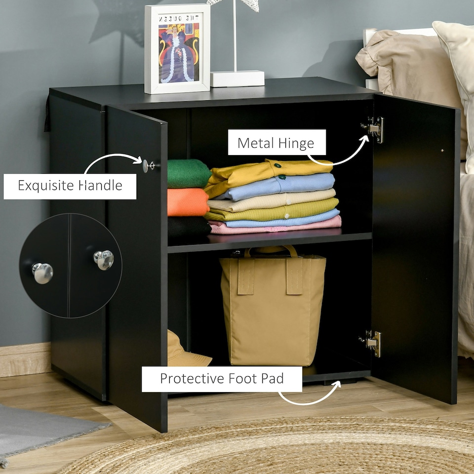 image 1 of HOMCOM Freestanding Storage Cabinet w/ Two Shelves Wooden Sideboard - Black