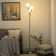 image 1 of HOMCOM 3Light Upright Floor Lamps for Living Room, Modern Standing Lamp for Bedroom with Steel Base, Bulb not Included, Silver