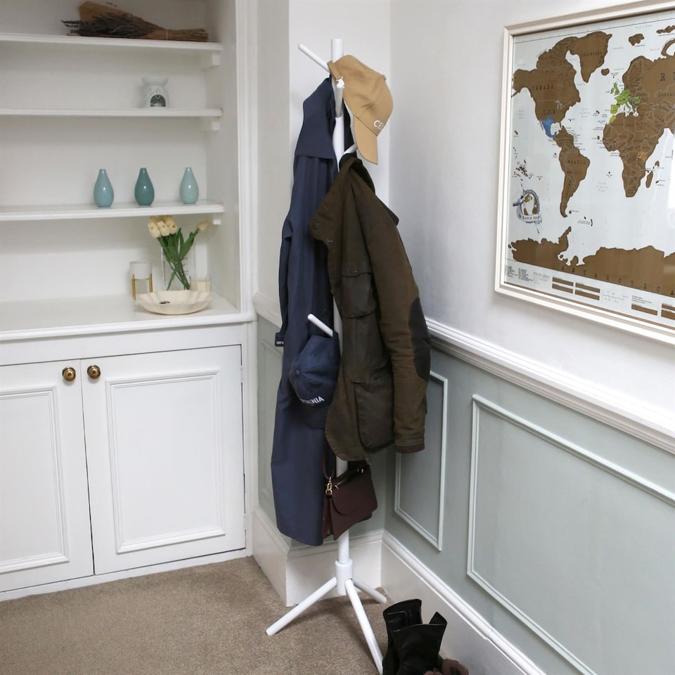 image 1 of Harbour Housewares Free-Standing Wooden Coat Rack - White | White | White | One Size