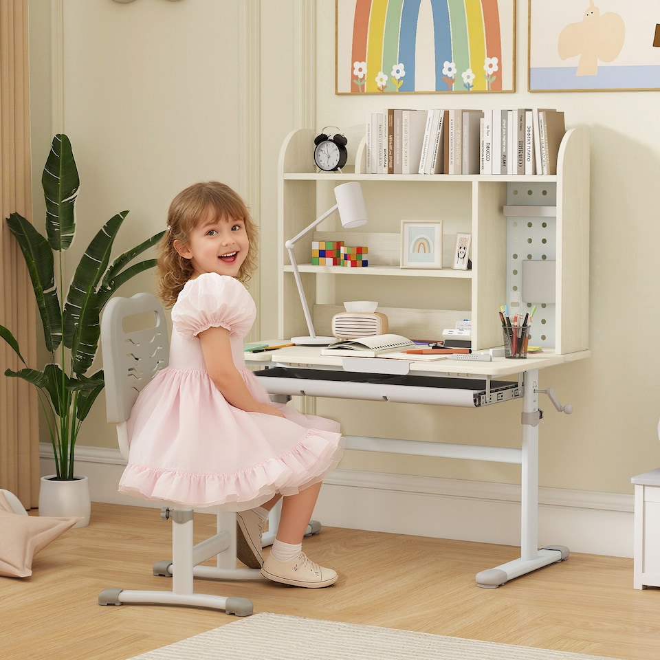 image 1 of AIYAPLAY Kids Desk, Study Desk for Kids Height Adjustable with Tilt-Desktop