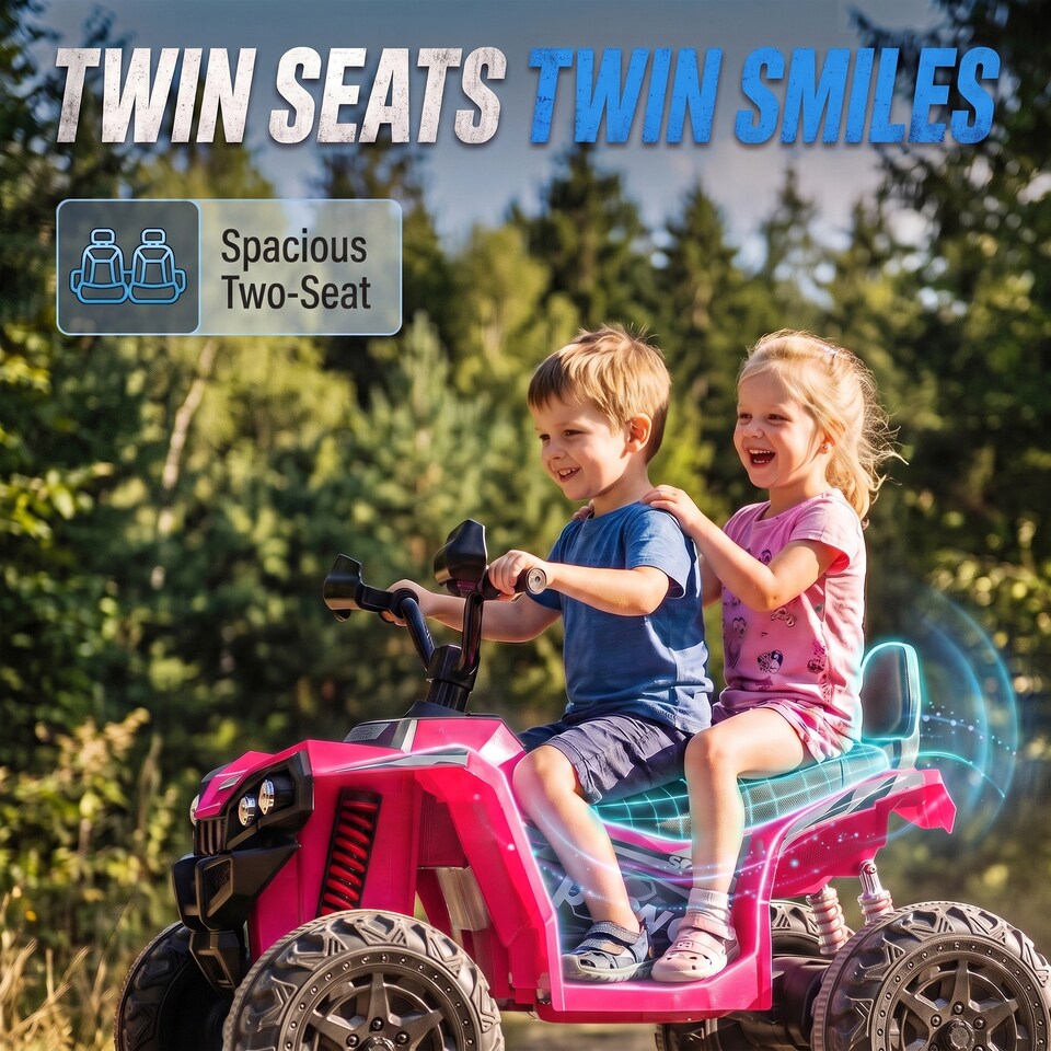 image 1 of AIYAPLAY 24V 2 Seater Electric Quad Bike for Boys Girls, Ride On Car ATV