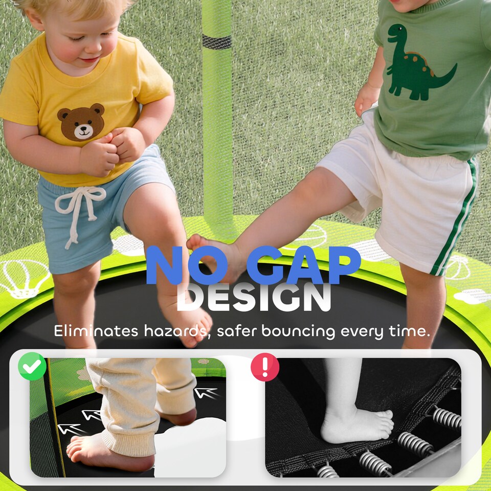 image 1 of AIYAPLAY 4.6FT Kids Trampoline with Safety Enclosure Net | Green | Green