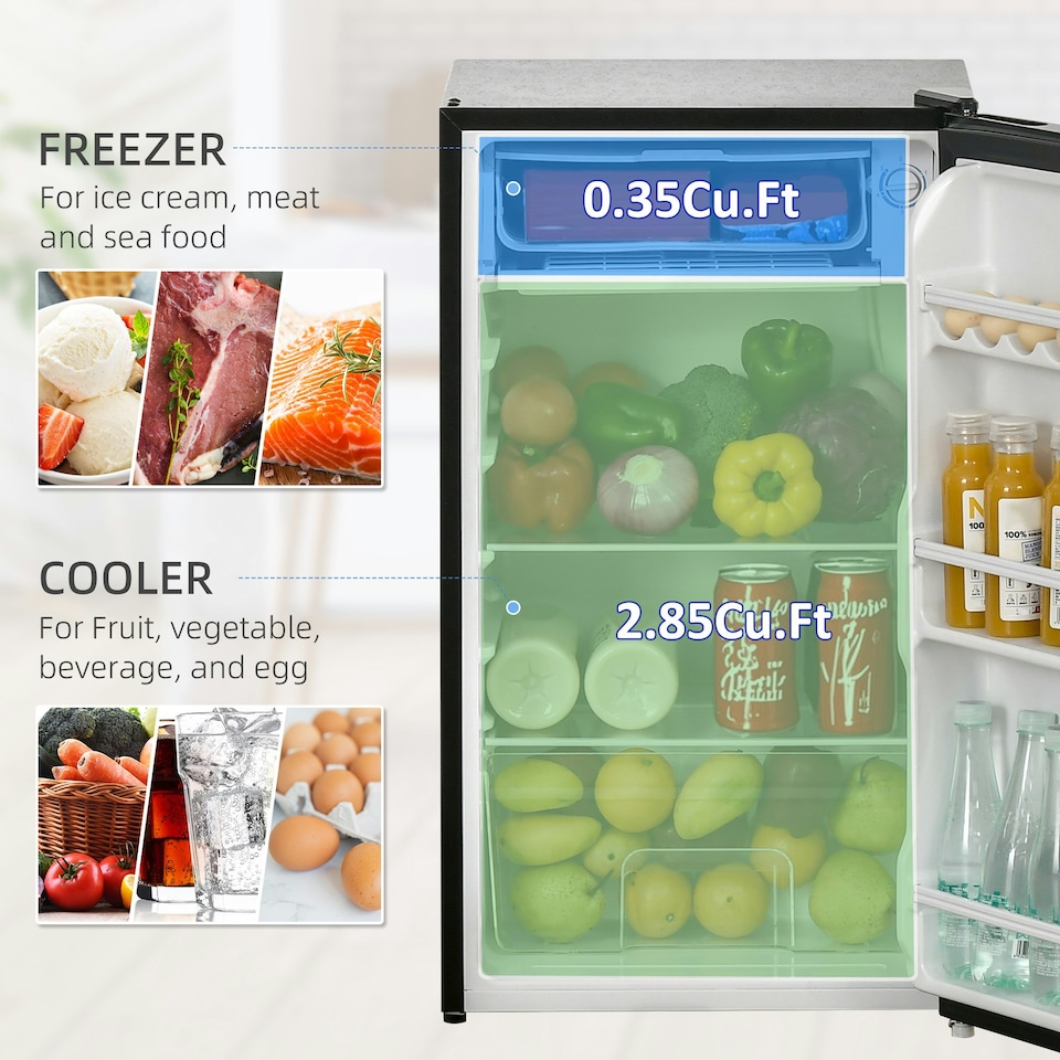 image 1 of HOMCOM 91L Freestanding Under Counter Fridge Black