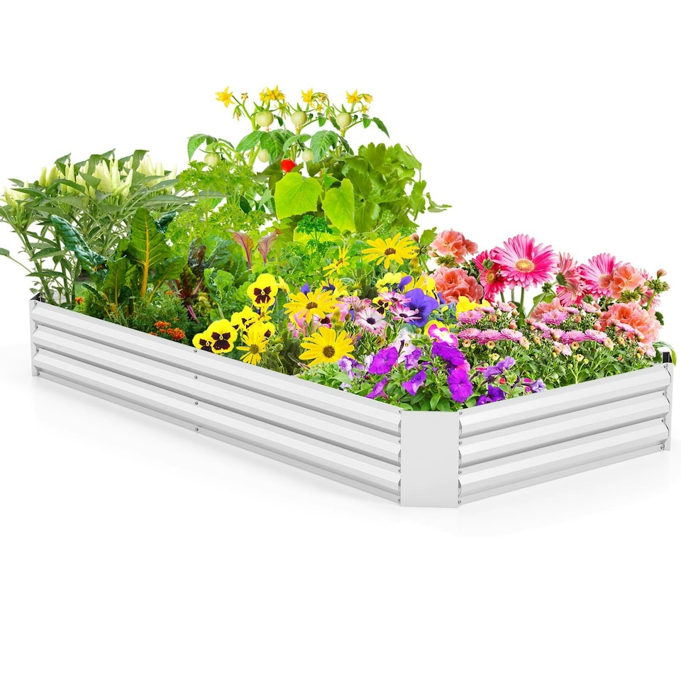 image 1 of COSTWAY Galvanized Raised Garden Bed Metal Planter Box Silver