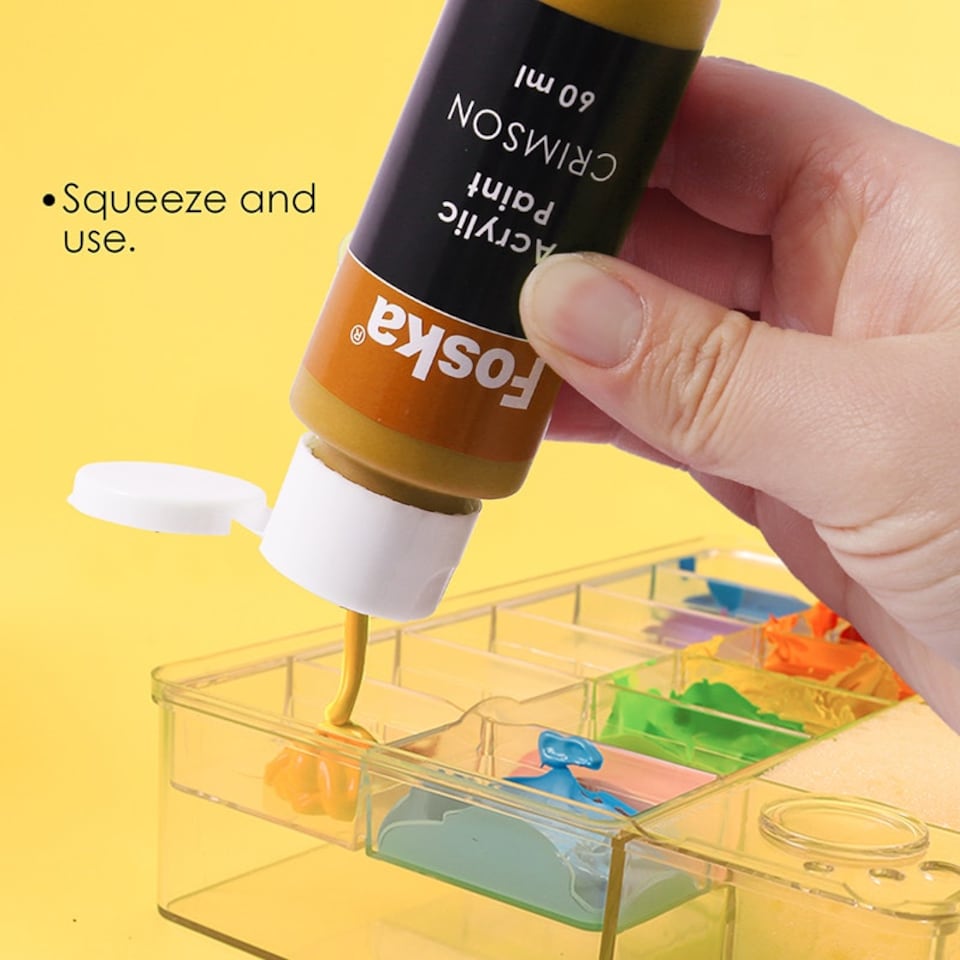 image 1 of Pack of 12 Assorted Colour 60ml Acrylic Colour Paint Pots