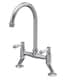 image 1 of Traditional Kitchen Bridge Sink Mixer Tap - Brushed Nickel White Lever | Silver | Brushed Nickel | 1