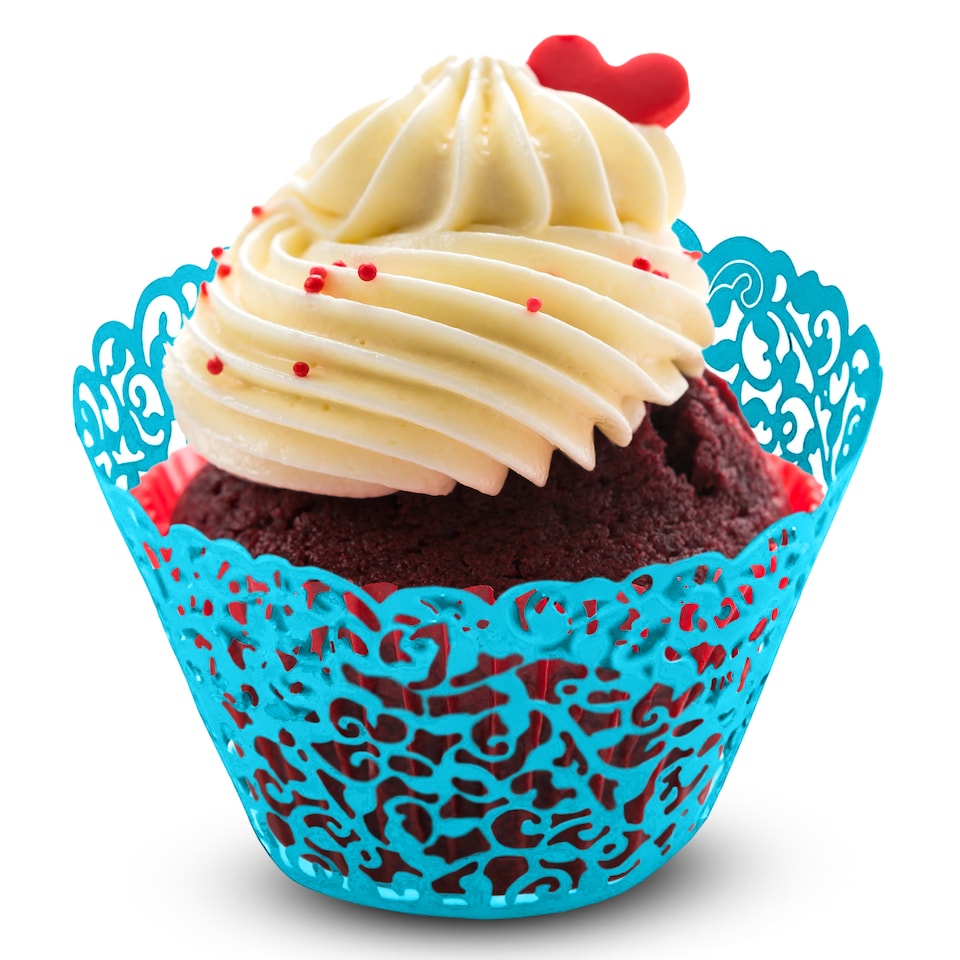 image 1 of Cupcake Wrappers Laser Cut Floral Design Paper Cup Holders - 25pcs