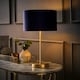 image 2 of ValueLights Charlie Gold Table Lamp Navy Velvet Gold Inner Shade Blue