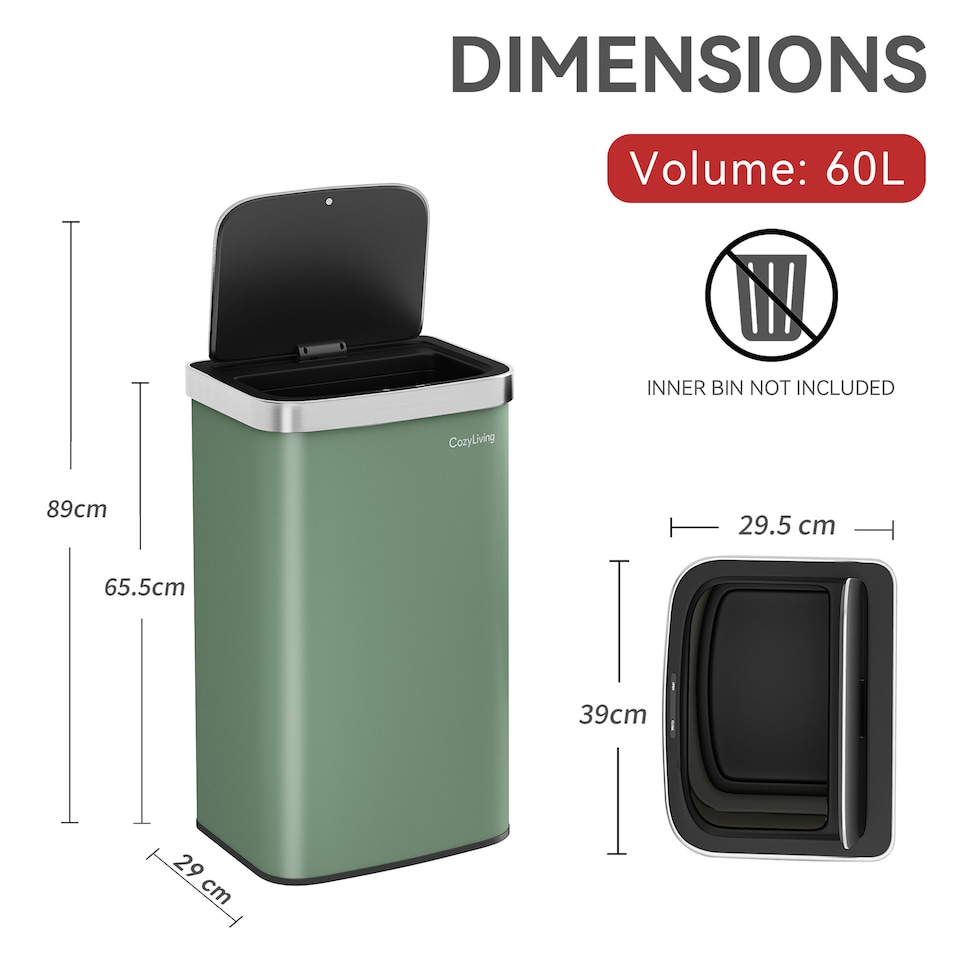 image 1 of CozyLiving 60L Automatic Sensor Waste Bin Hands-Free Motion Activated Kitchen Bin