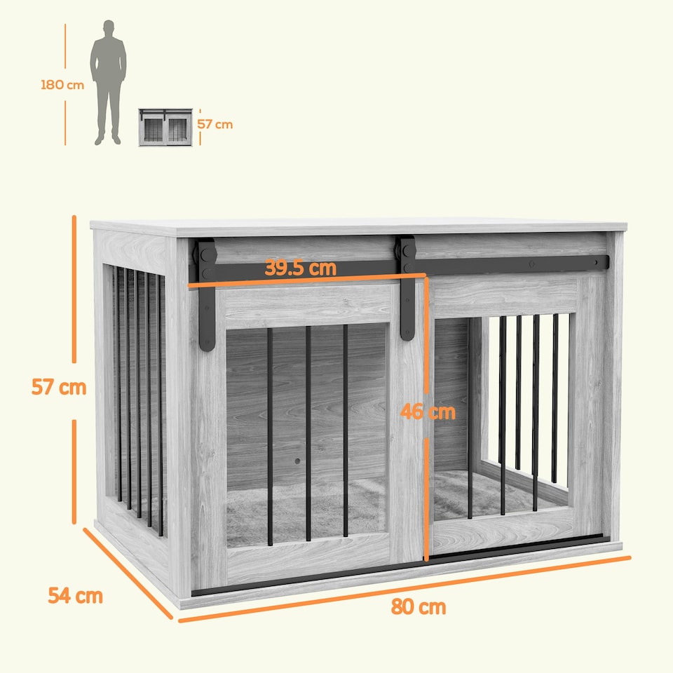 image 1 of PawHut Dog Crate Furniture with Removable Cushion, for Medium Dogs - Grey