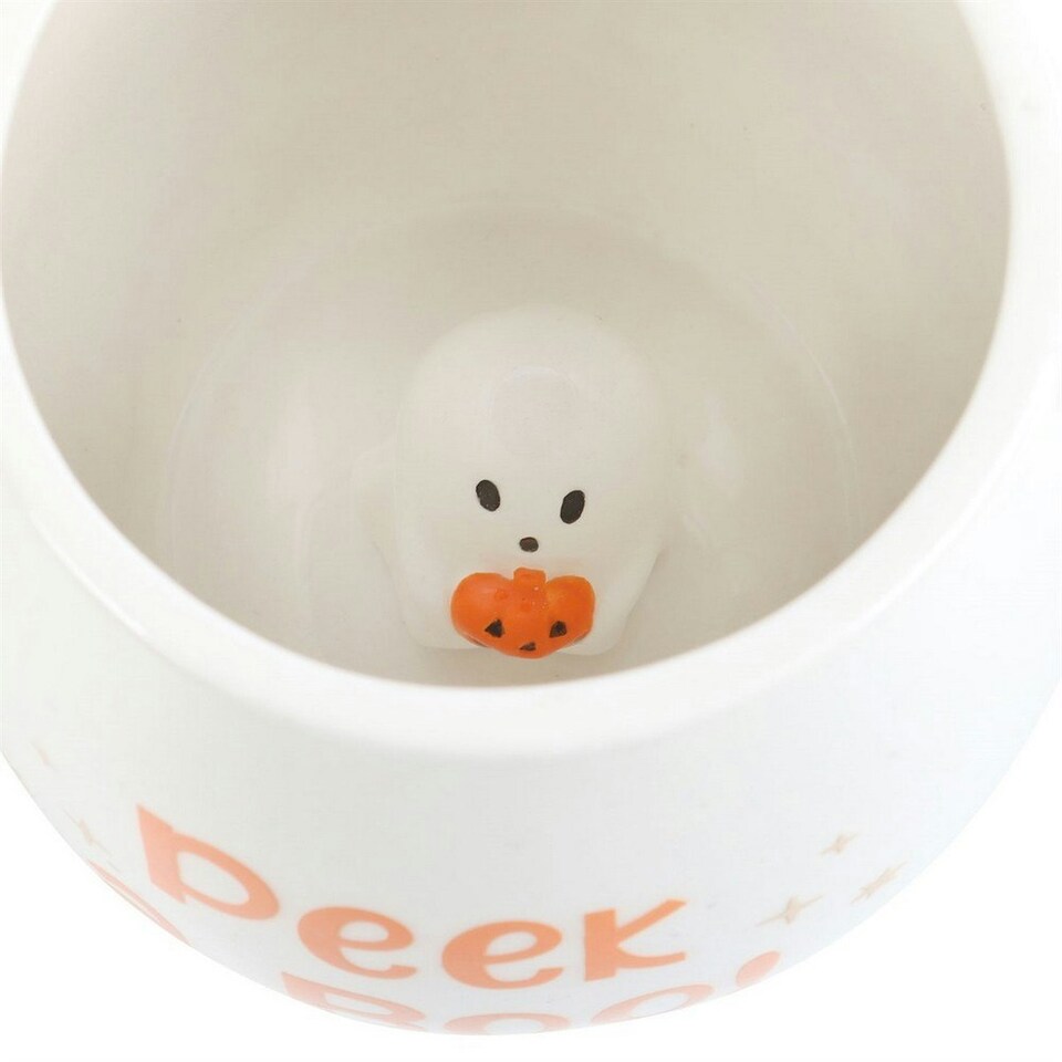 image 1 of Something Different Peek A Boo! Rounded Peakaboo Mug - White/Orange - One Size