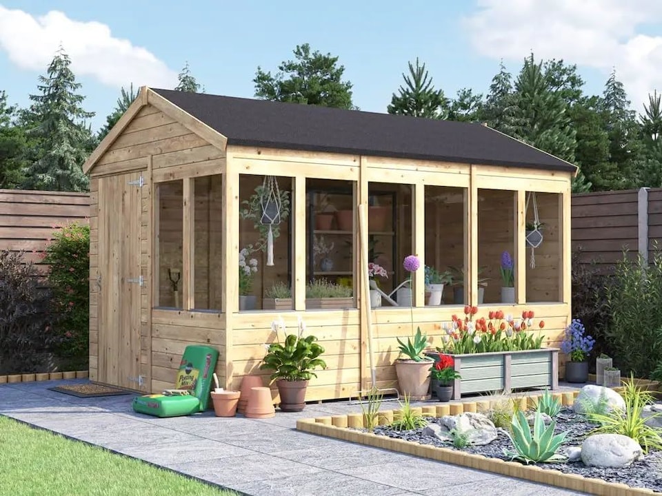 image 1 of Dunster House Potting Shed Apex Roof W8' x D12' (W2.4m x D3.6m) Superfelt, Overlord Modular