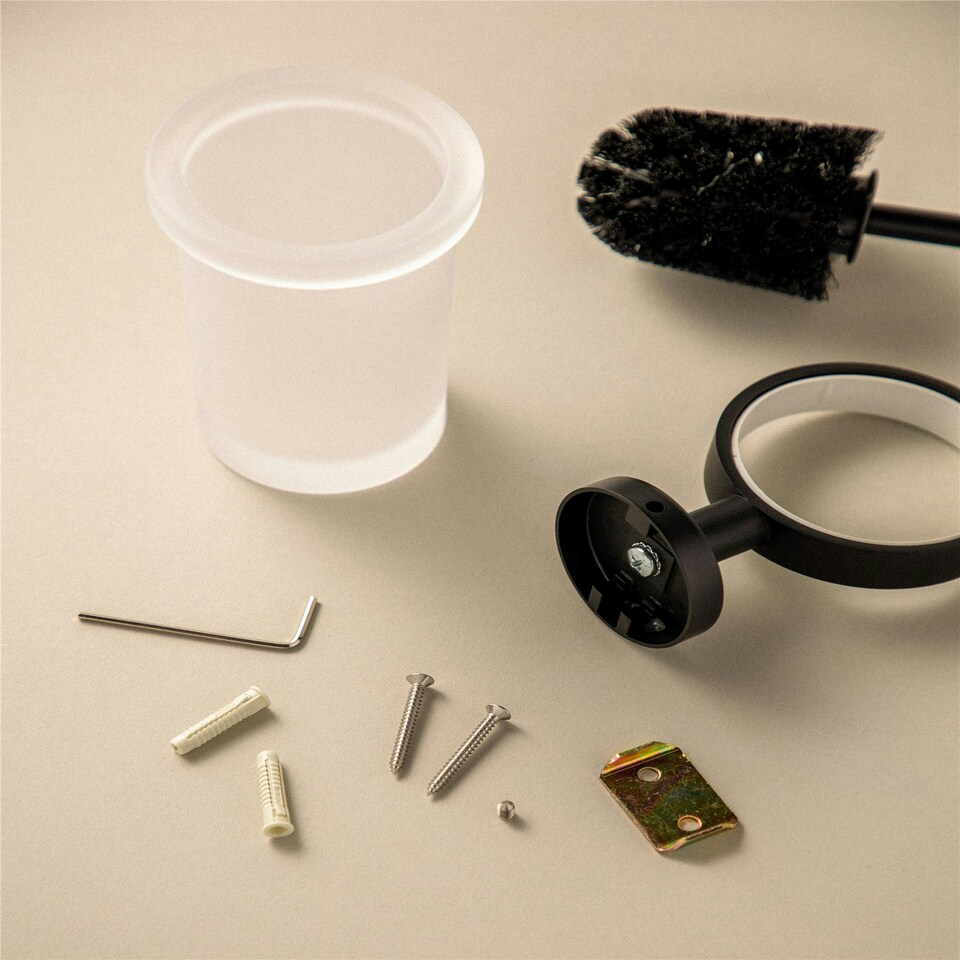 image 1 of Cosmic Floor Toilet Brush Holder with Stainless Steel for Bathroom, Light Grey