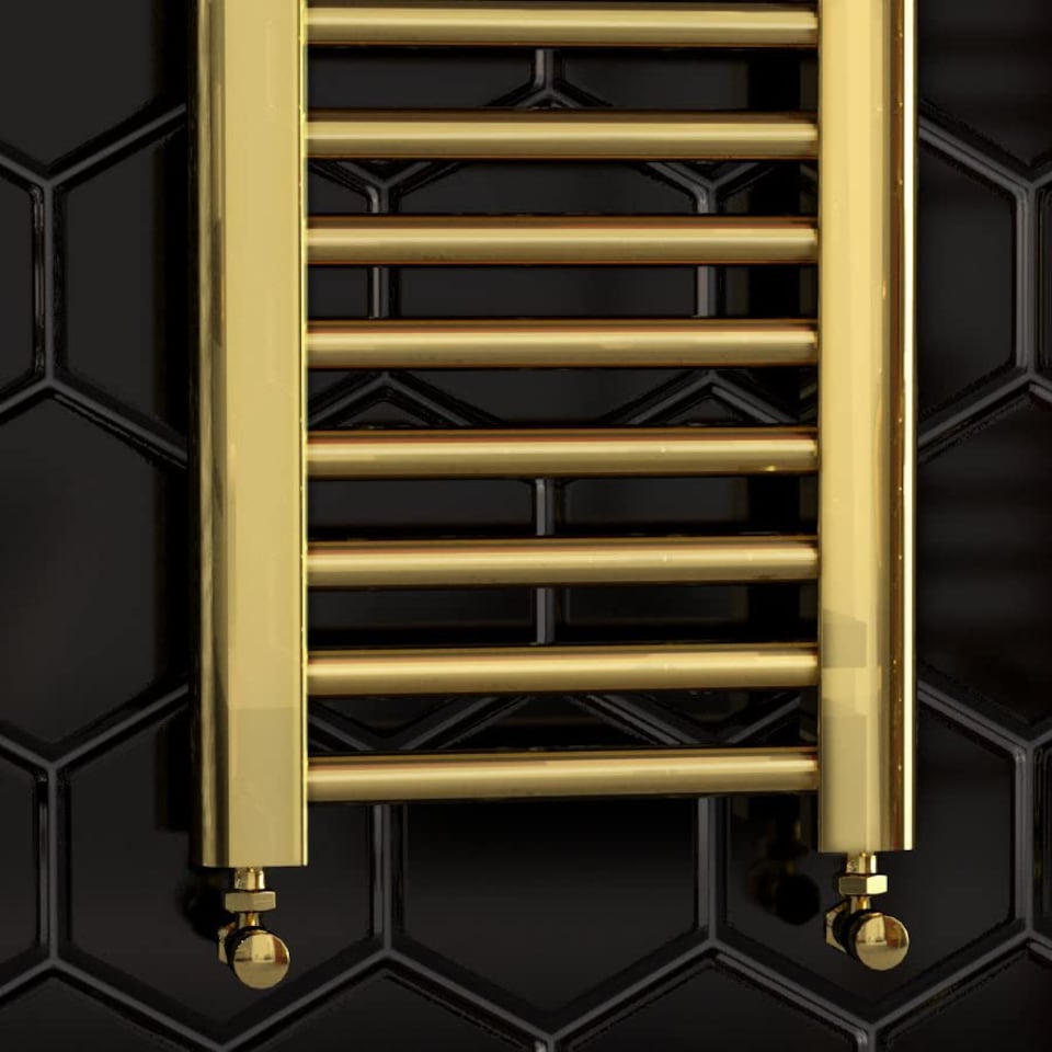 image 1 of 300mm x 900mm Shiny Gold Heated Bathroom Towel Rail Radiator For Central Heating UK