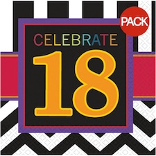 Amscan Chevron 18th Napkins (Pack of 16) - Multicoloured - One Size