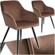 image 1 of Dining Chair Marilyn - with armrests, padded, velvet look, black steel legs - Set of 2 Brown | Brown/Black