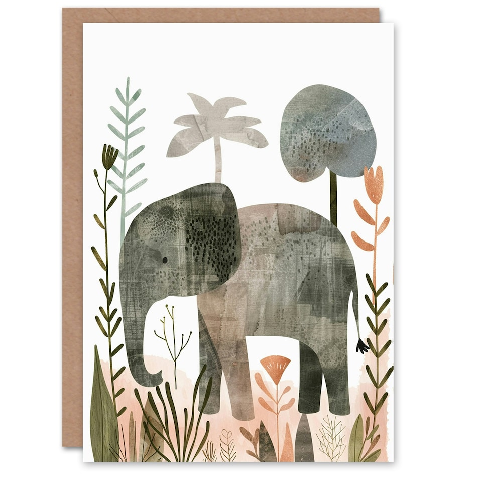 image 1 of Safari Nature Cute Animal Kids Elephant Child Kids Birthday Card