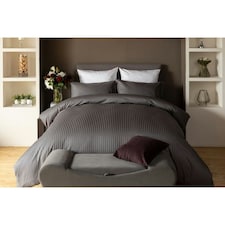 Belledorm Hotel Suite Stripe Duvet Cover Set - Charcoal - Superking
