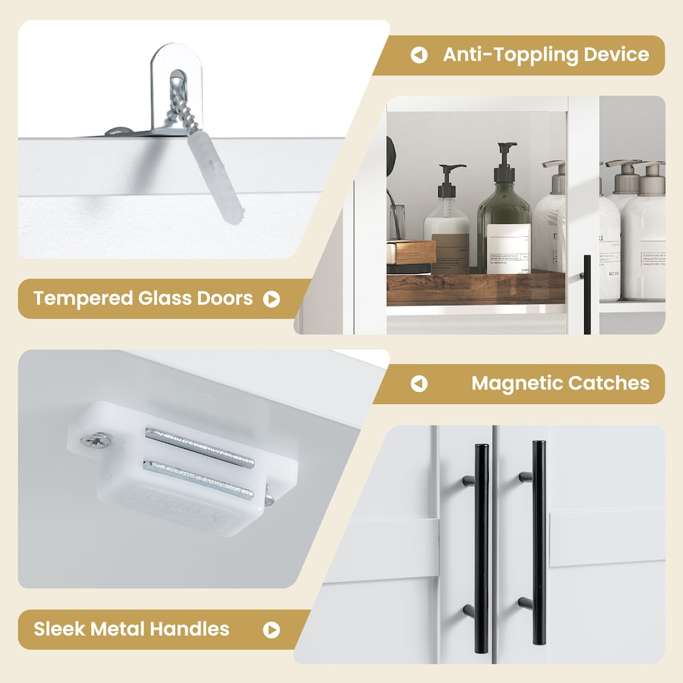 image 1 of COSTWAY Broom Closet Storage Cabinet Wooden Utility White