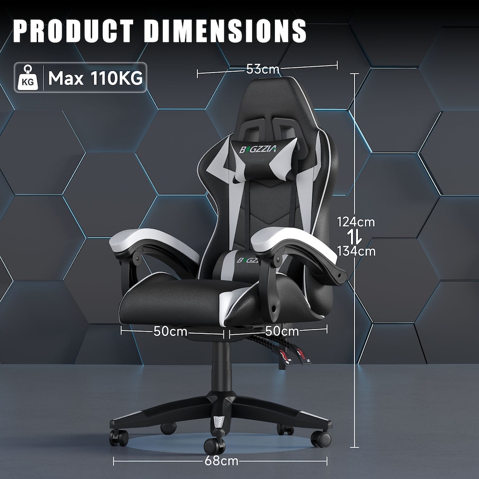 image 1 of Rattantree Reclining PU Leather Gaming Chair With Lumbar Support