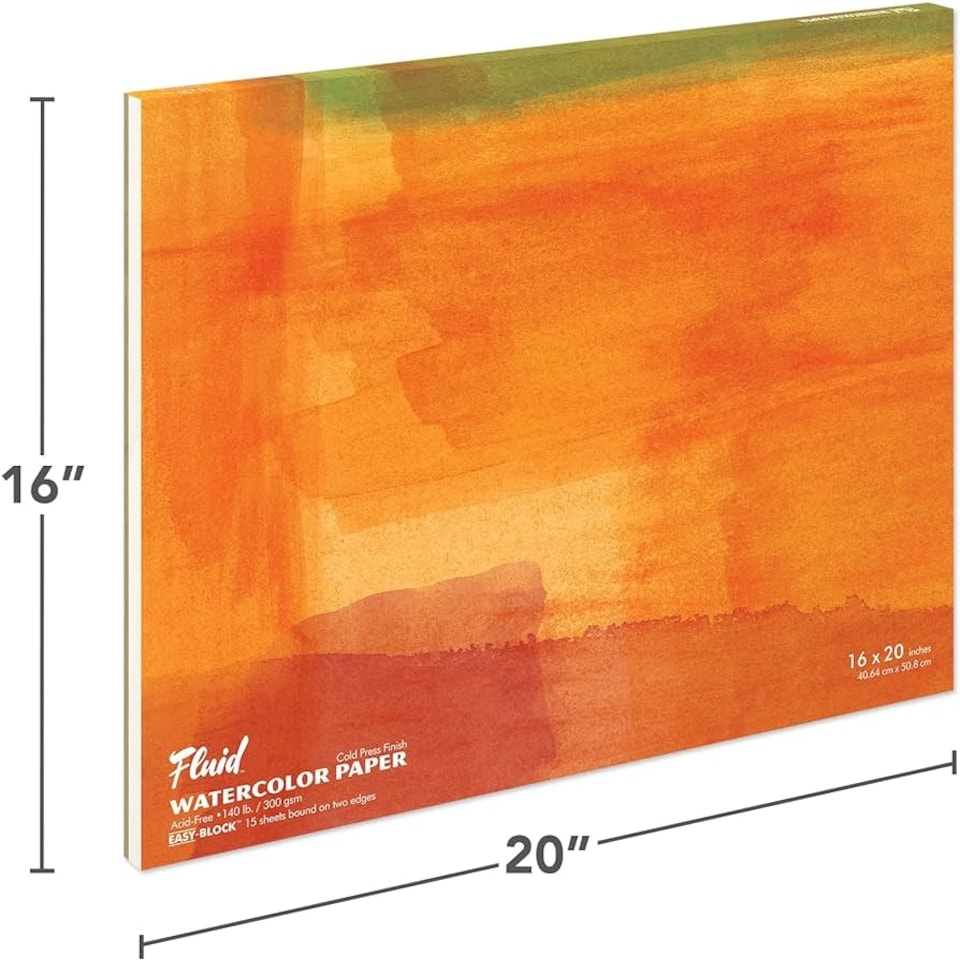 Speedball Fluid Cold Press Watercolour Paper Block, White, 16 x 20inch