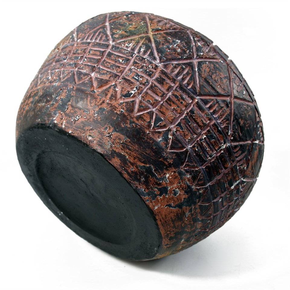 image 1 of Planters Plant Pots Aztec Vase Planter 23cm x 30cm | Brown