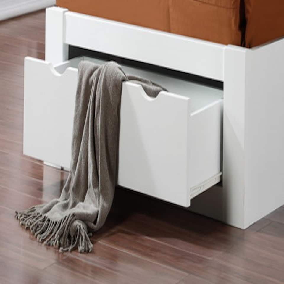 image 1 of 3ft Single White wood wooden bed frame.Underbed drawer storage