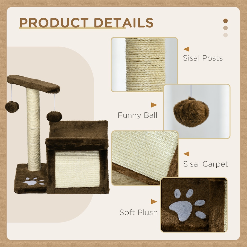 image 1 of PawHut Cat Tree Tower, Rotatable Top Bar, Sisal Post, Tunnel, Balls