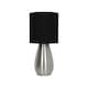 image 1 of First Choice Lighting Bullet Satin Nickel Touch Table Lamp with Black Fabric Shade Silver | Black