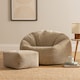 image 1 of Kingston Cord Adults Bean Bag Chair and Pouffe, Ready Filled Beanbag and Footstool Stone Beige | Cream | Natural | 2