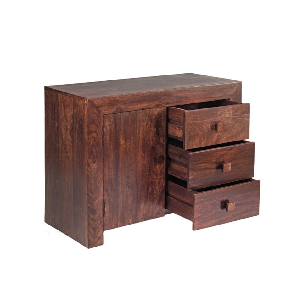 image 1 of Toko Dark Mango 3 Drawer Sideboard - Solid Mango Wood - L45 x W88 x H75 cm | Brown