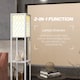 image 3 of HOMCOM Floor Lamp with Shelves, Modern Tall Standing Lamps with Fabric Lampshade, Chain Switch and Dual Light for Living Room, Bedroom, Bulb not Included, White
