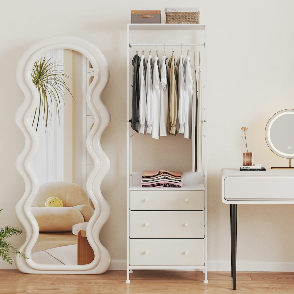 image 1 of COSTWAY Clothes Rack Freestanding Closet Organizer White | White | One Size