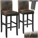 image 1 of Bar Stool - padded backrest, synthetic leather, with footrests - Set of 2 Brown | Antique Brown