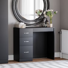 Vida Designs Riano 3 Drawer Dressing Table Vanity Makeup Desk, Black