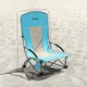 image 5 of Outsunny Set of 2 Folding Beach Chair, Low Camping Chair with Mesh Back, Carry Bag and Cup Holder for Garden Outdoor Picnic Festival Travel, Blue | Blue | Blue