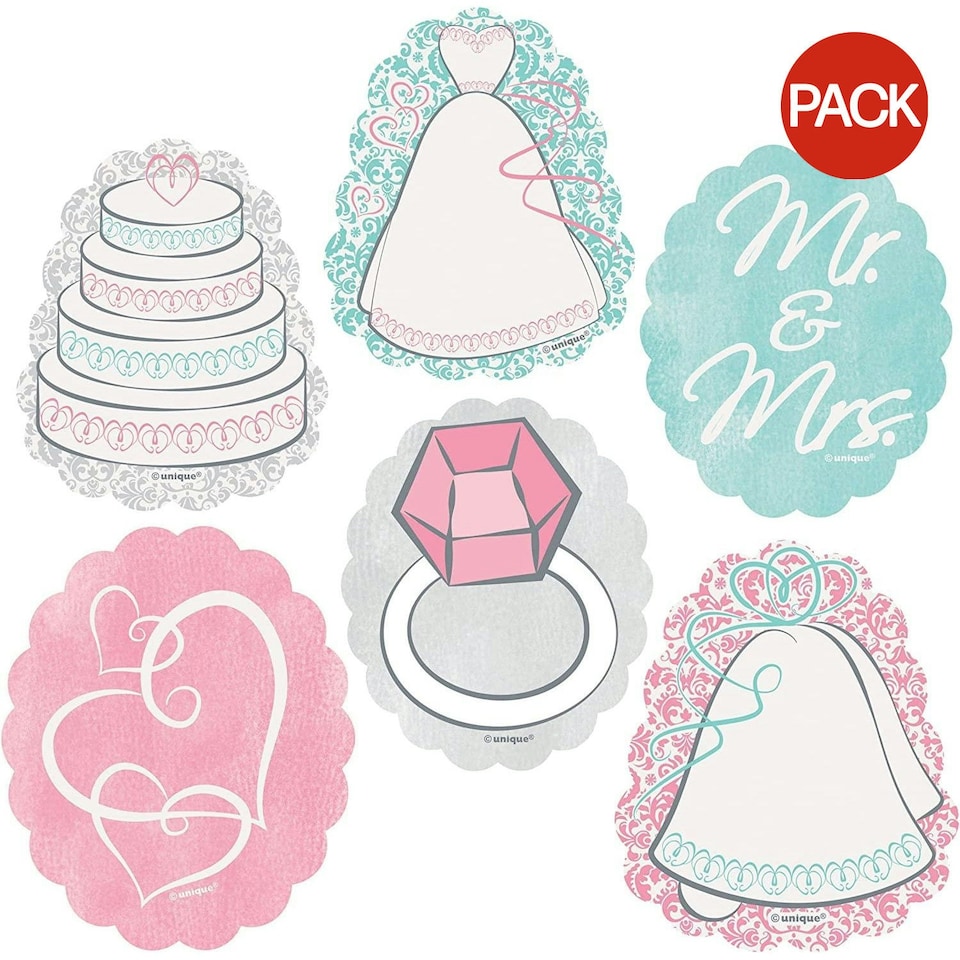Unique Party Assorted Designs Wedding Stickers (Pack of 24) - Multicoloured - One Size